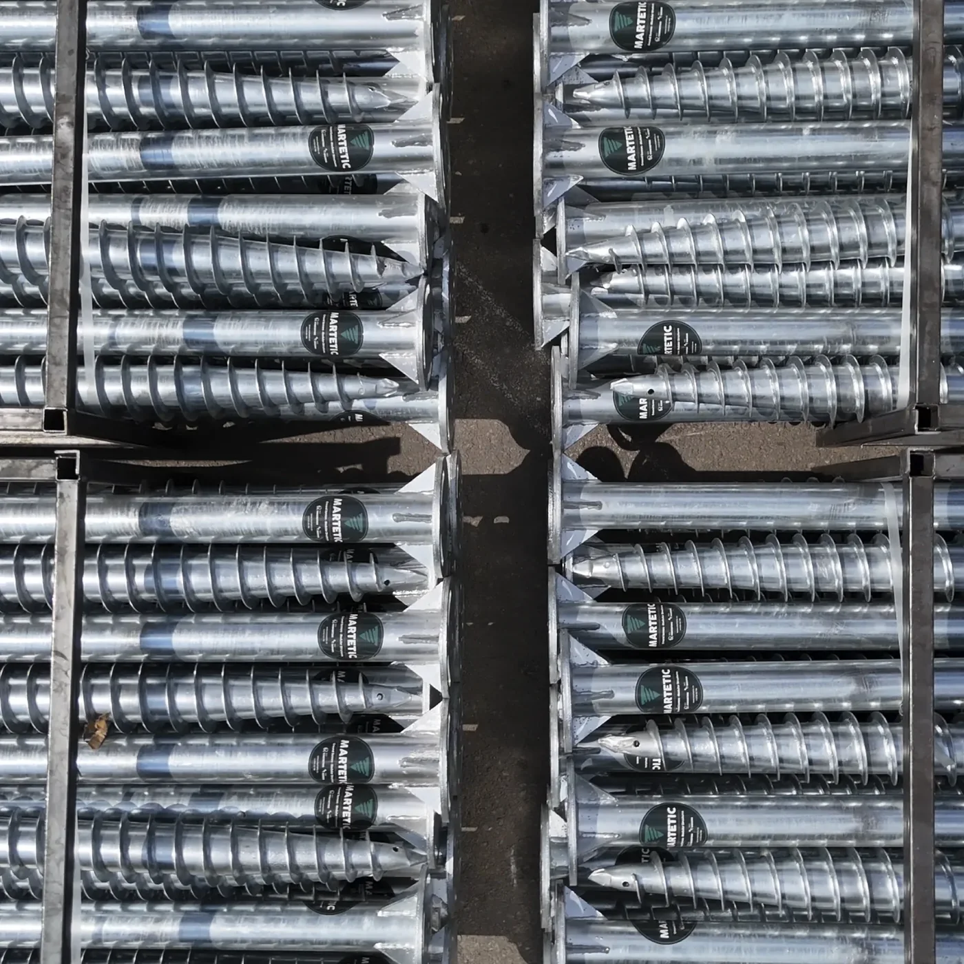 MARTETIC galvanised foundation screws, with different geometries and dimensions