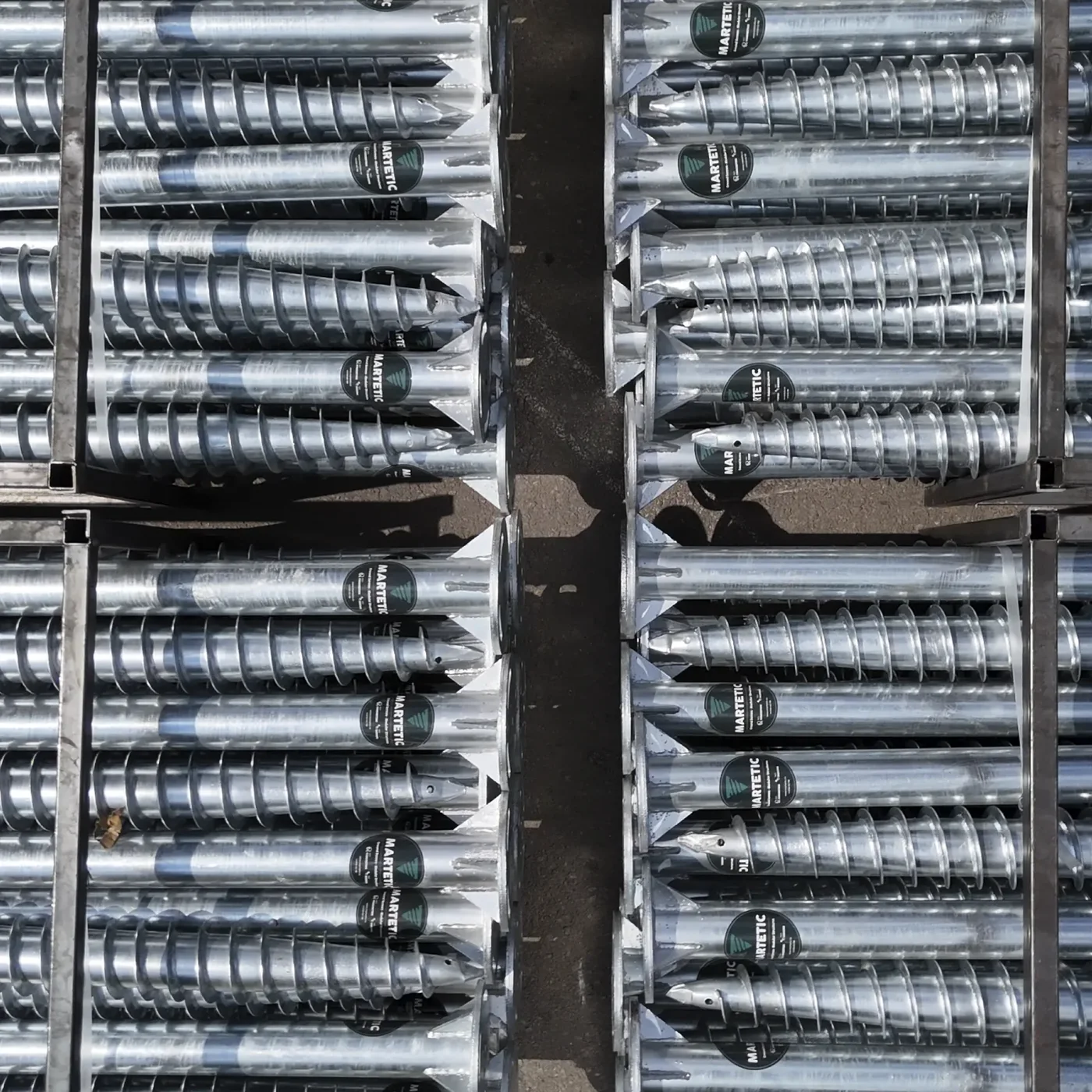 MARTETIC foundation screws prepared in a batch, with visible identification