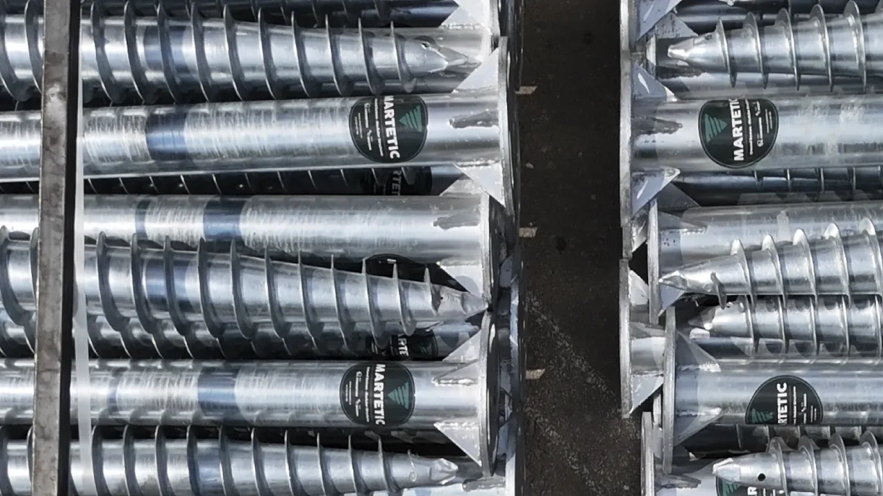 Detail of the helical blade of a MARTETIC foundation screw