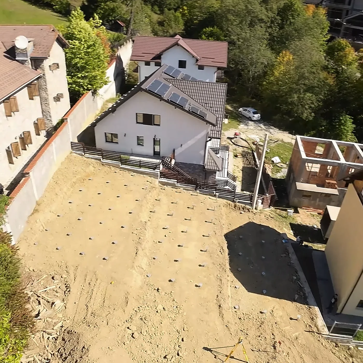Site with MARTETIC foundation points laid out before the superstructure is erected