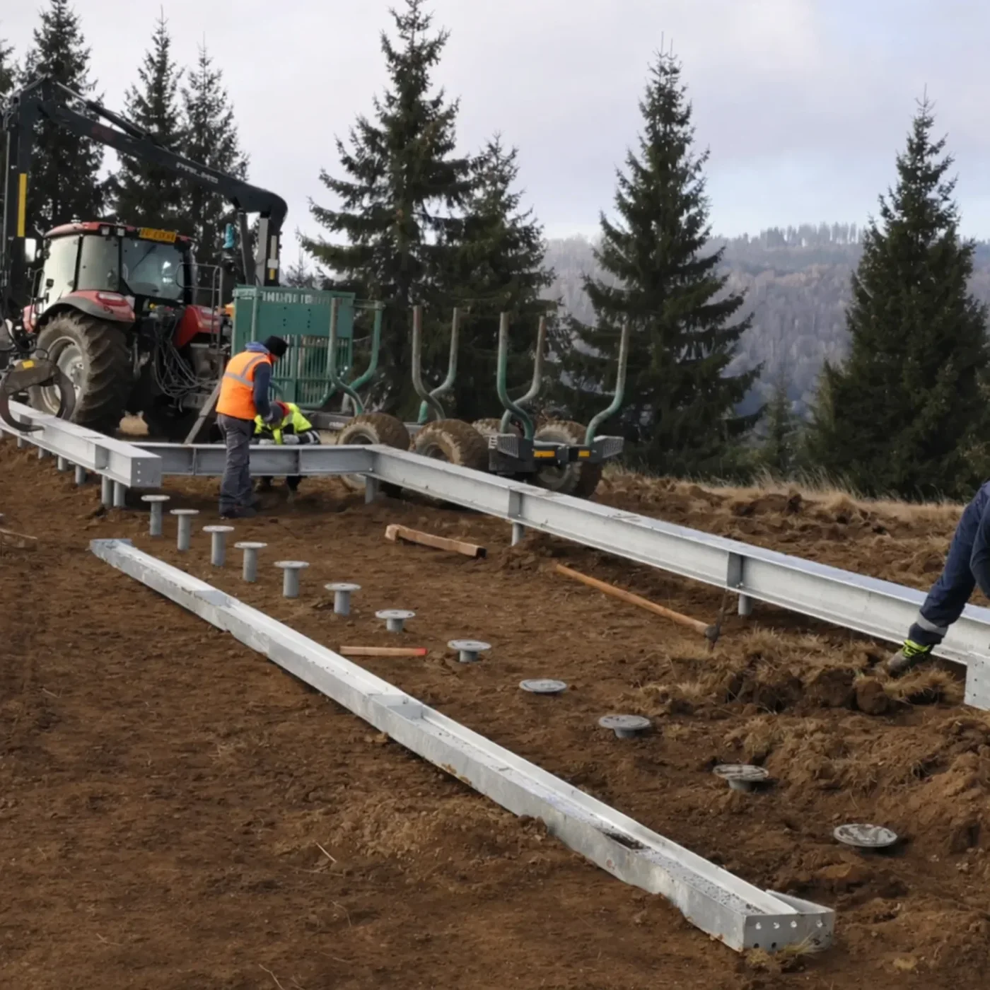 MARTETIC steel frame and ground screw foundation installation