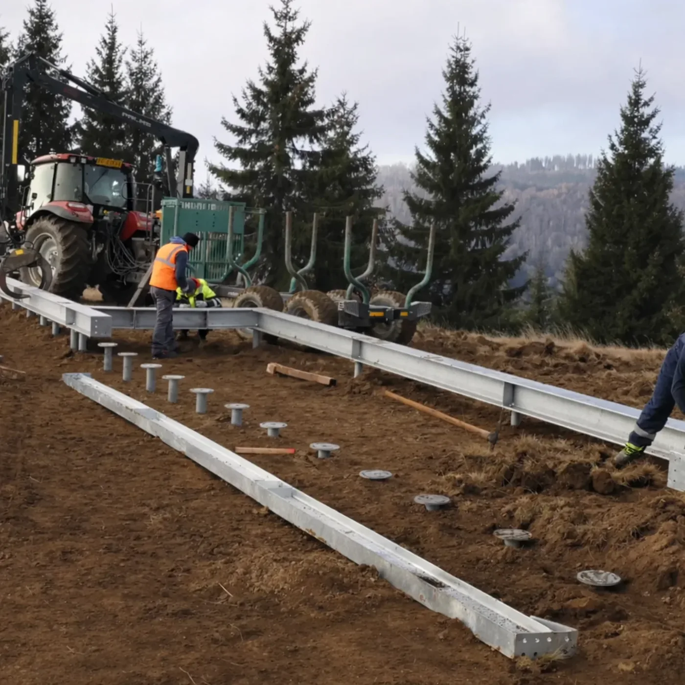 MARTETIC steel frame installation on screw foundations
